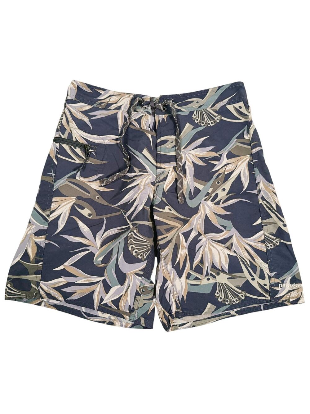 Patagonia Mens Wavefarer Board Shorts Size 28 Tropical Bird Floral Surf Swim